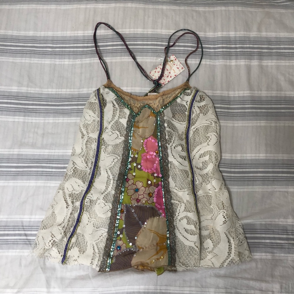 NWT Free People Lace&Sequin Tank Top
